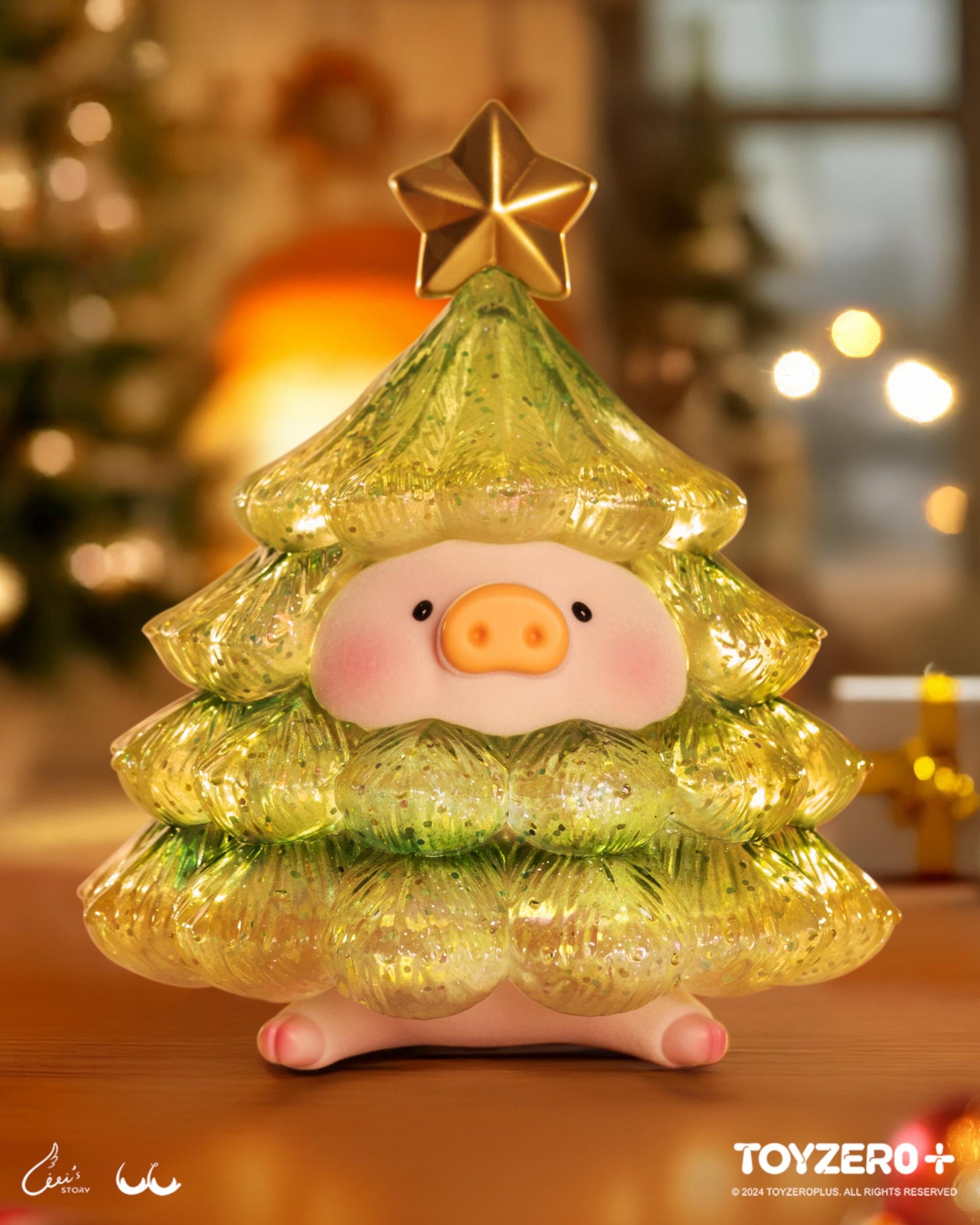 LULU THE PIGGY - XL SPARKLING CHRISTMAS TREE (GOLD GREEN)