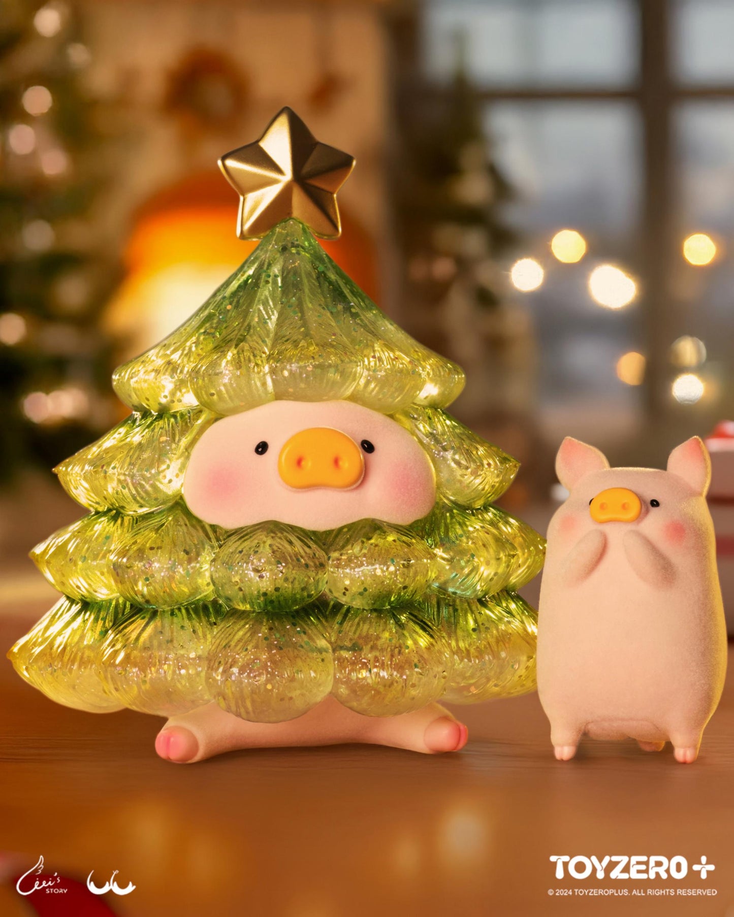 LULU THE PIGGY - XL SPARKLING CHRISTMAS TREE (GOLD GREEN)
