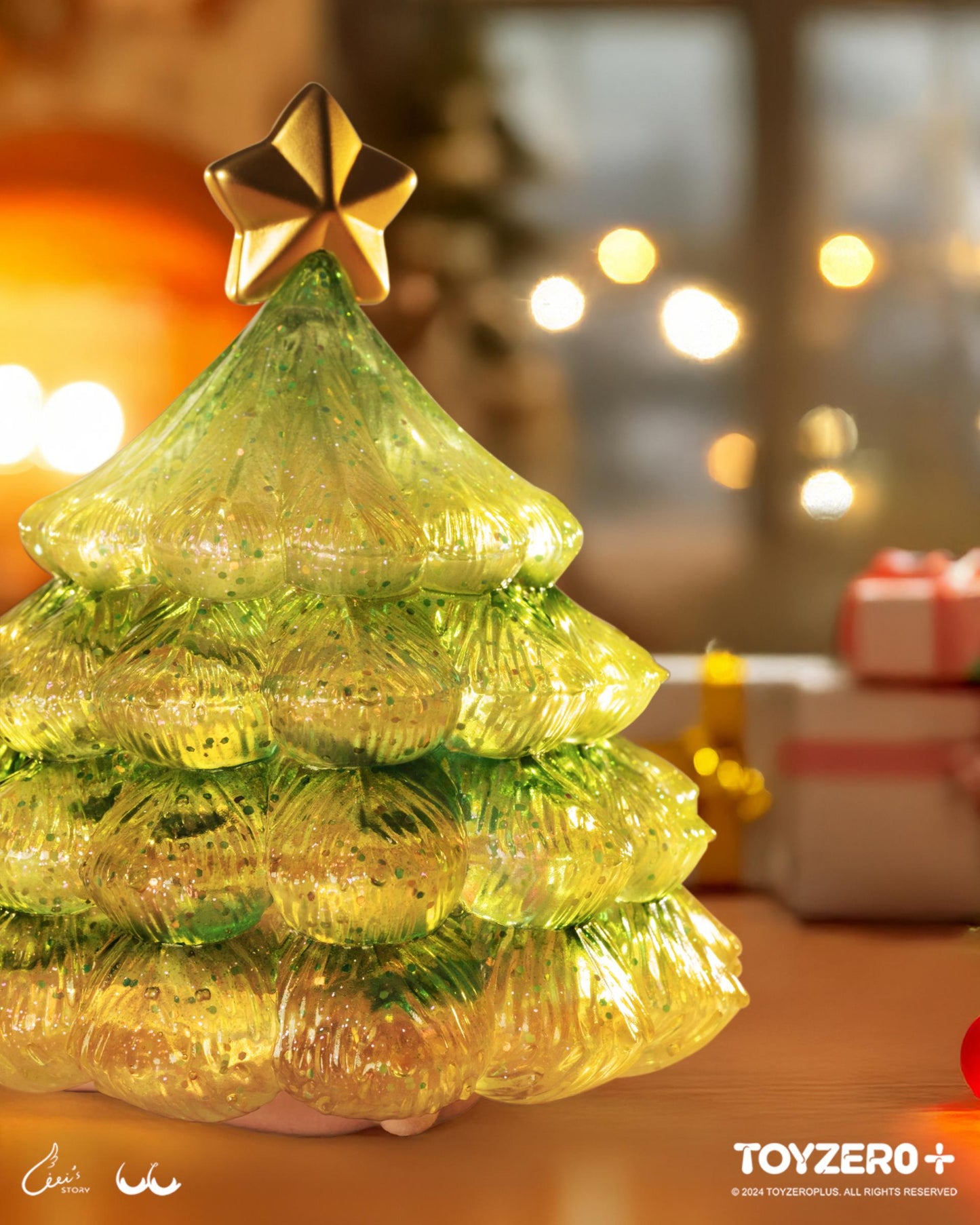LULU THE PIGGY - XL SPARKLING CHRISTMAS TREE (GOLD GREEN)