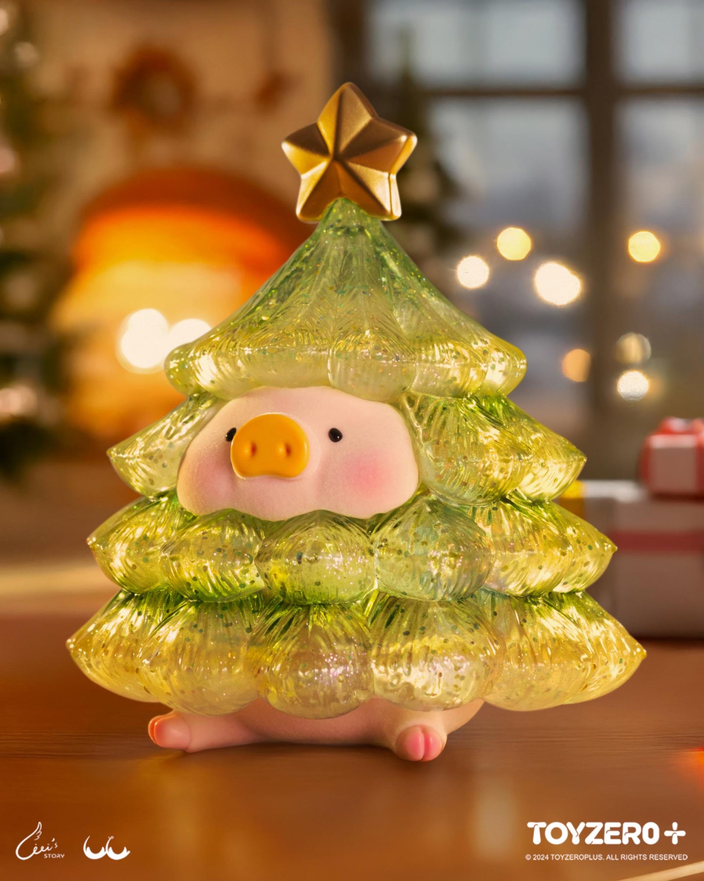 LULU THE PIGGY - XL SPARKLING CHRISTMAS TREE (GOLD GREEN)