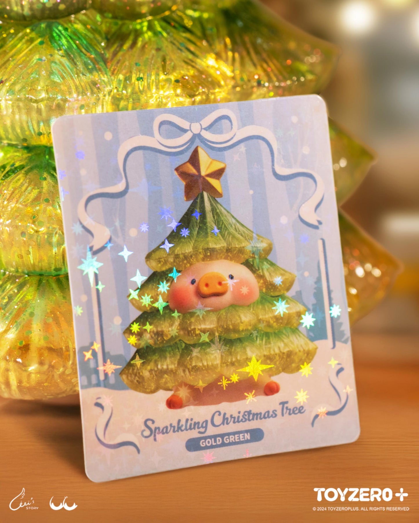 LULU THE PIGGY - XL SPARKLING CHRISTMAS TREE (GOLD GREEN)
